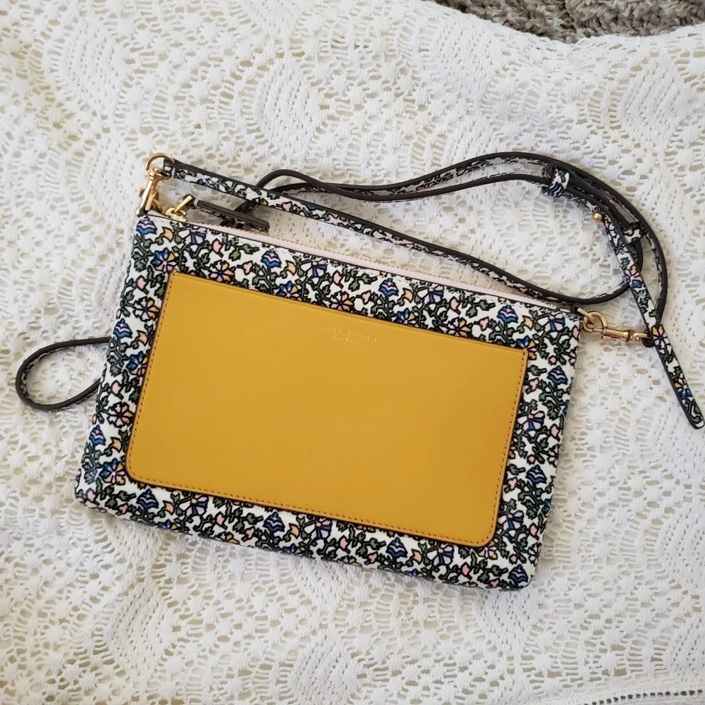 Tory Burch colorblock Paisley leather crossbody